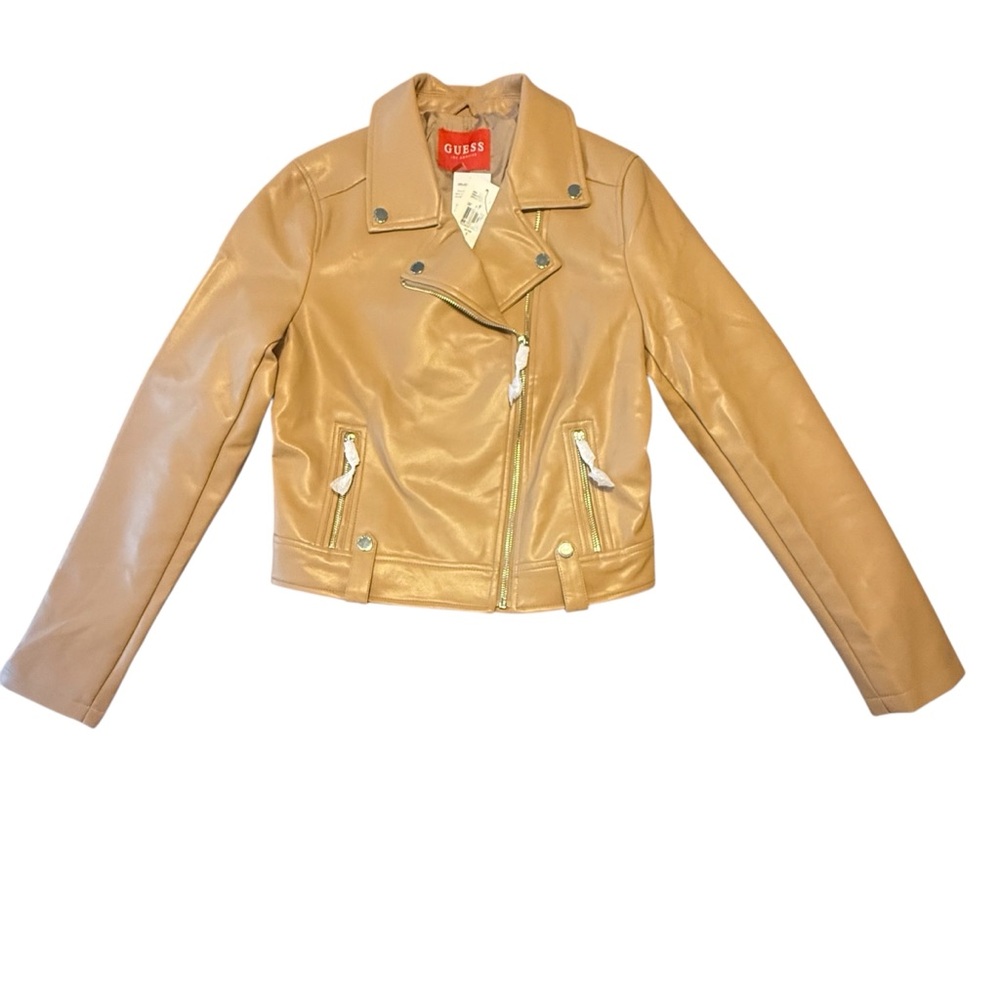 Guess Women's Tan Leather Moto Jacket